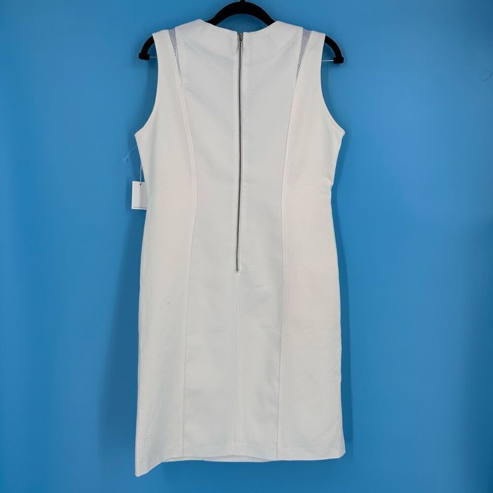 NWT Dalia Women's Sleeveless Fully Lined V-Neck Sheath Midi Dress Ivory‎ Size 12 - Picture 2 of 12